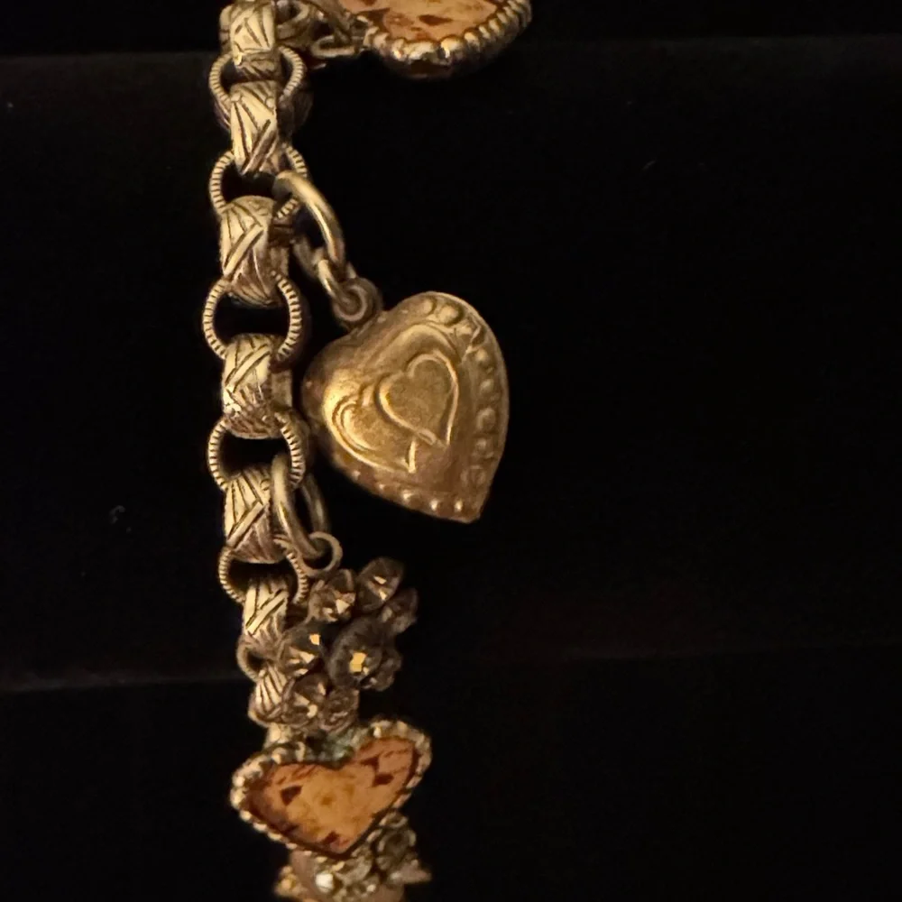 Vintage Gold Tone Amber Charm Bracelet - Picture 6 of 11
